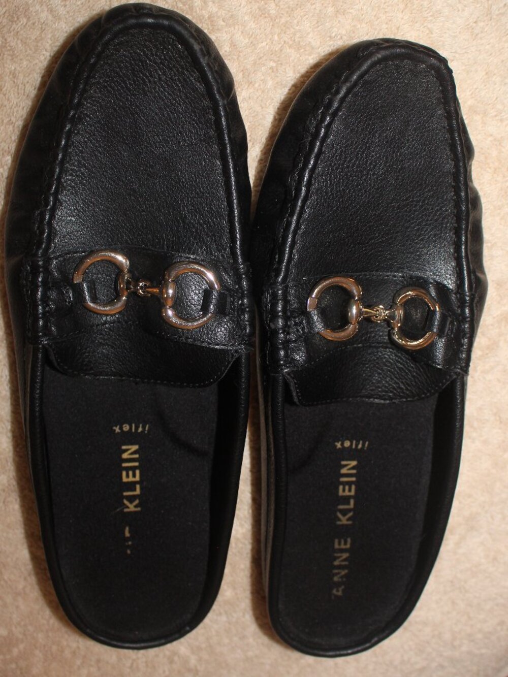 Anne Klein iFlex Black Horsebit Loafer Mules
